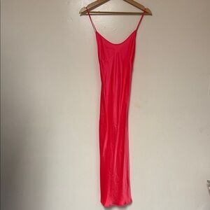 PRISCAVERA Pink Silk Maxi Midi Slip Dress Gown Small Party Girl New York Y2K